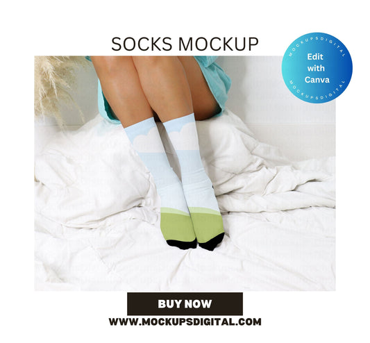 Socks Mockup Black Heel Socks Mock-Up Edit with Canva