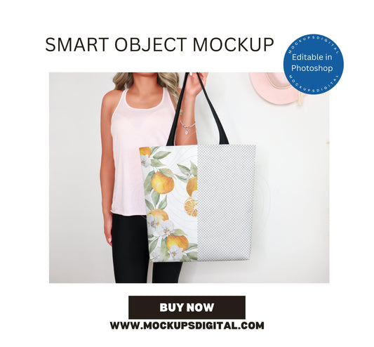 AOP Tote Bag Smart Object Mockup Edit with Photoshop
