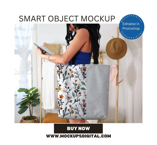 AOP Tote Bag Smart Object Mockup Edit with Photoshop