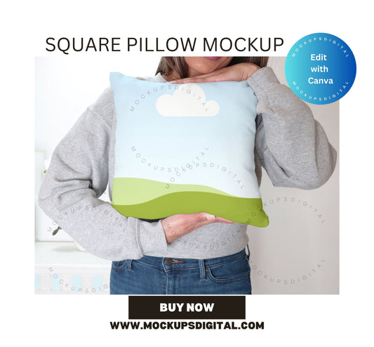 Pillow Mockup Square Pillow Mock-Up Edit with Canva