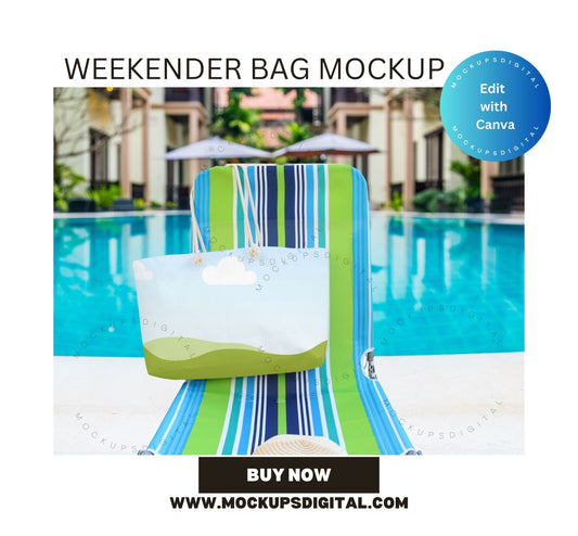 Weekender Bag Mockup Rope Handle Bag Mockup Canva Editable